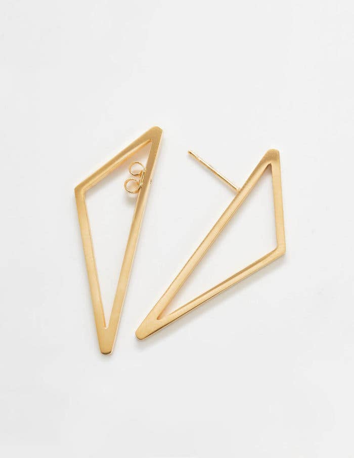 Double Sided Gold Geometric Triangle Earrings - Jewelry