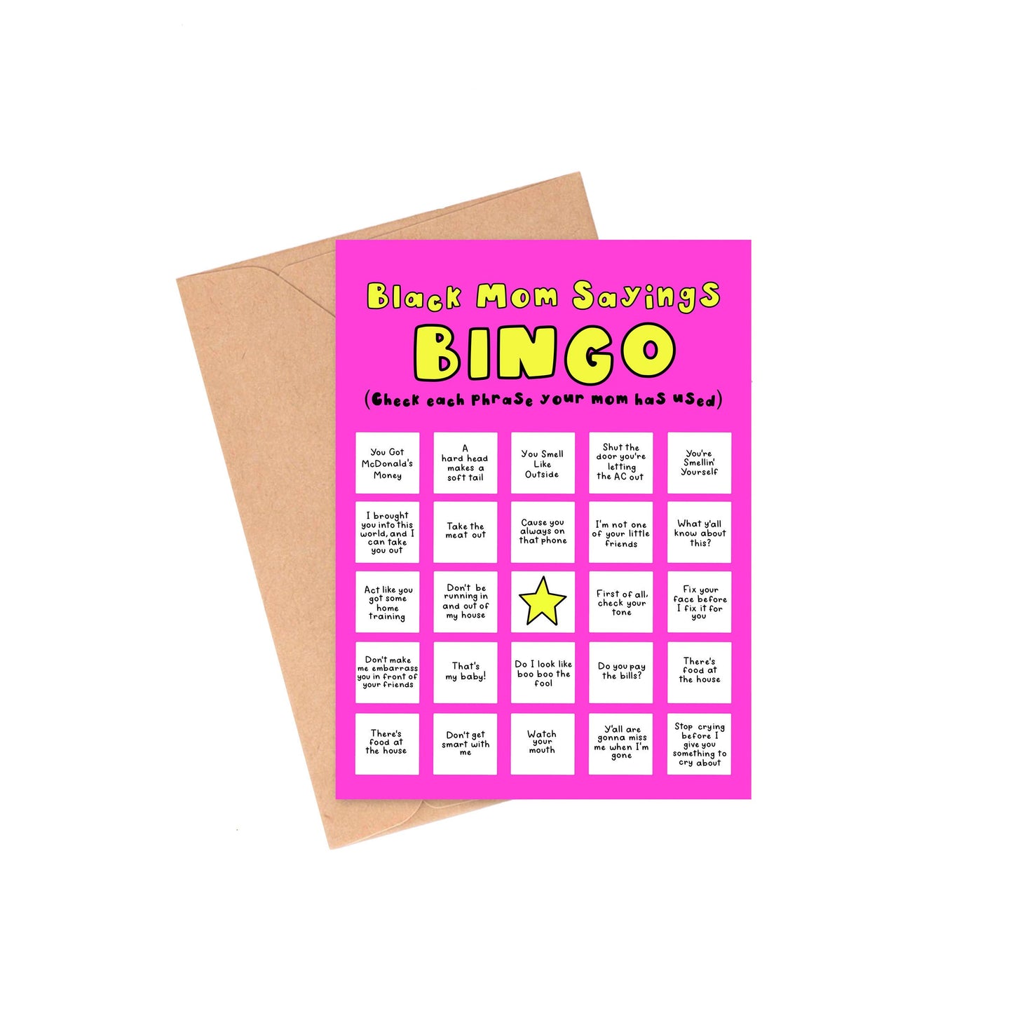 Black Mom Sayings Bingo - Funny Mother's Day Card