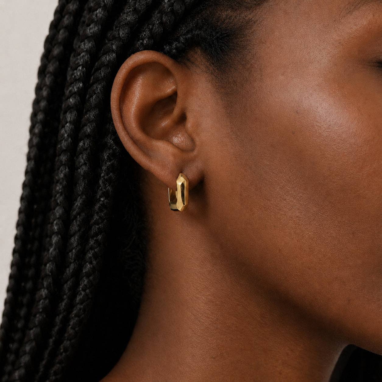 Gold Geometric Square Hoop Earrings