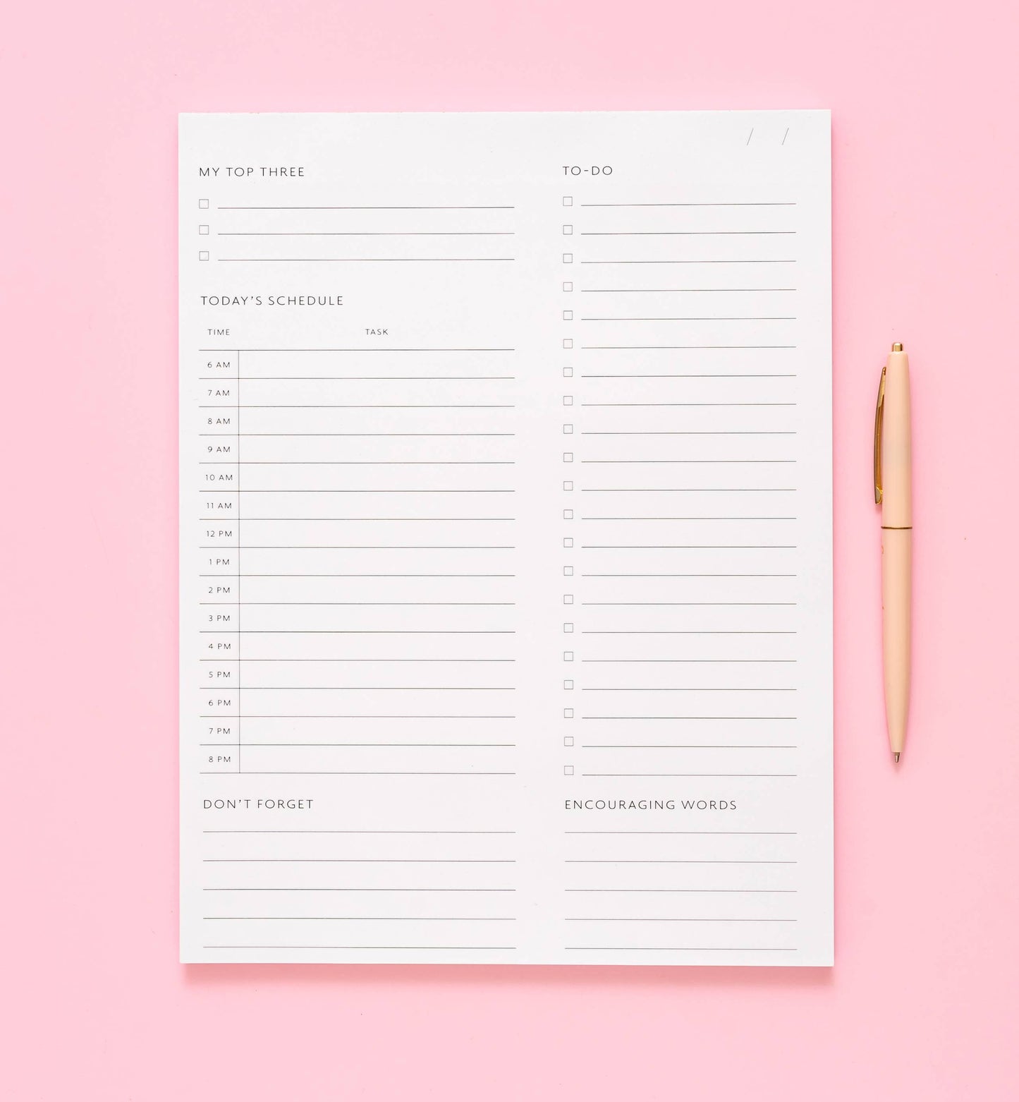 Minimal Daily Planner Notepad