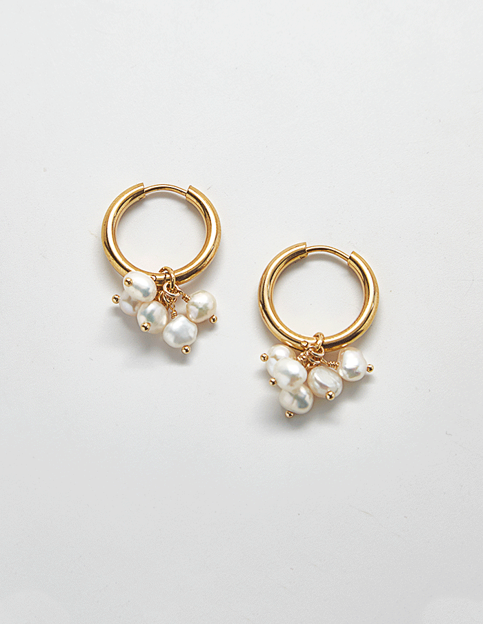 Gold Pearl Huggie Earrings - Spring Jewelry