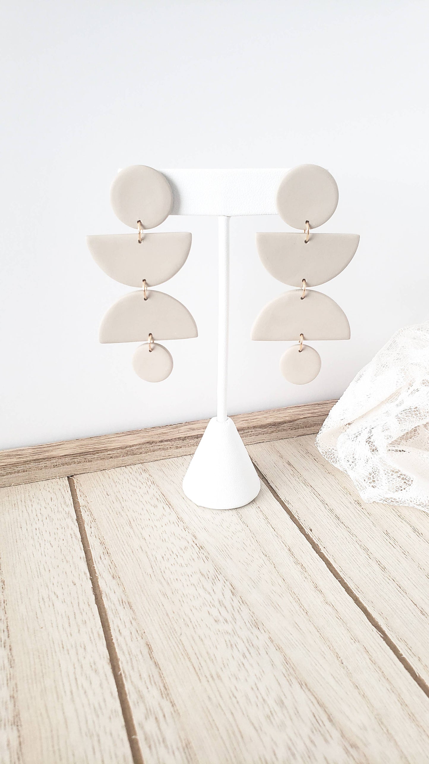 Reva | Clay Neutral Sand Statement Large Earrings Moon Phase