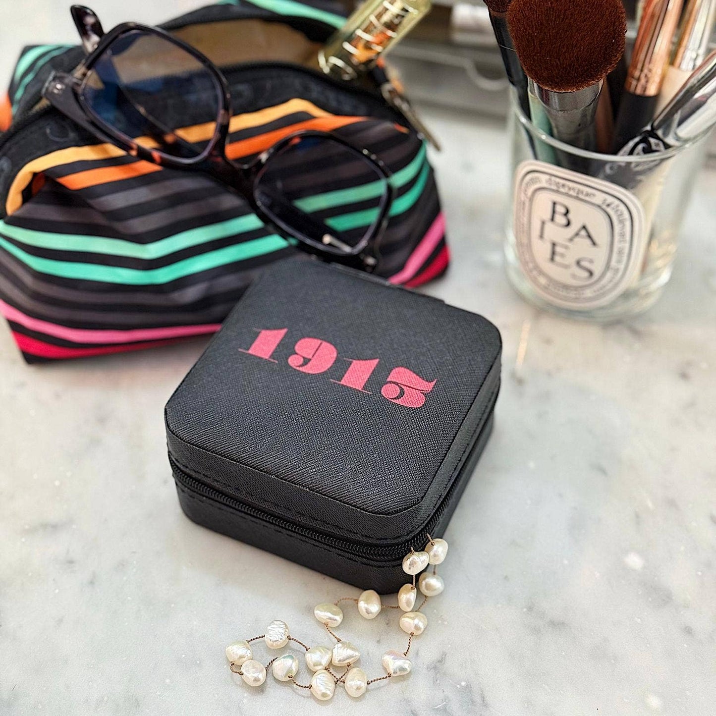 Travel Jewelry Box- Sisterhood- 1913: Black box + red