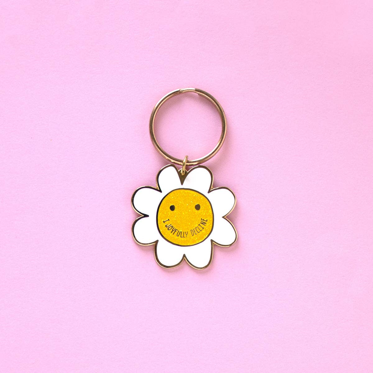 Smiley Face Daisy Keychain