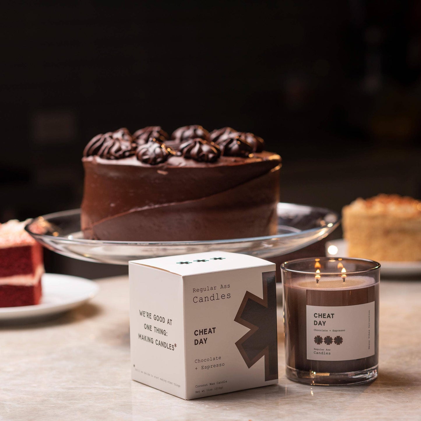 Cheat Day, Chocolate + Espresso 11oz Luxury Candle: Clear