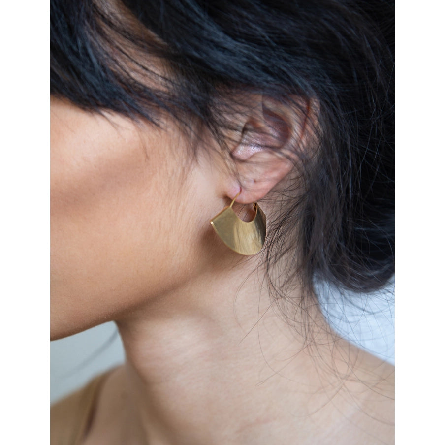 Gold Mini Fan Earrings