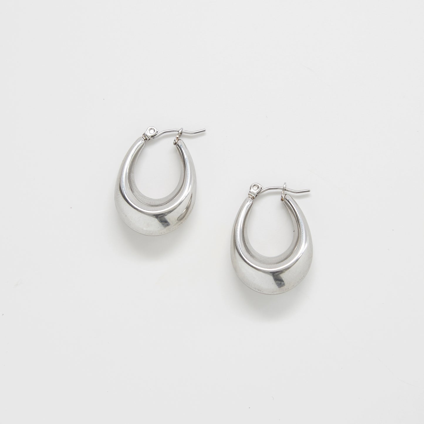 Silver Oval Hoop Earrings
