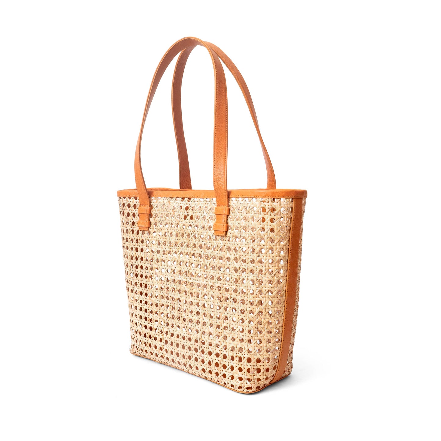 Petite French Rattan Tote: Tan