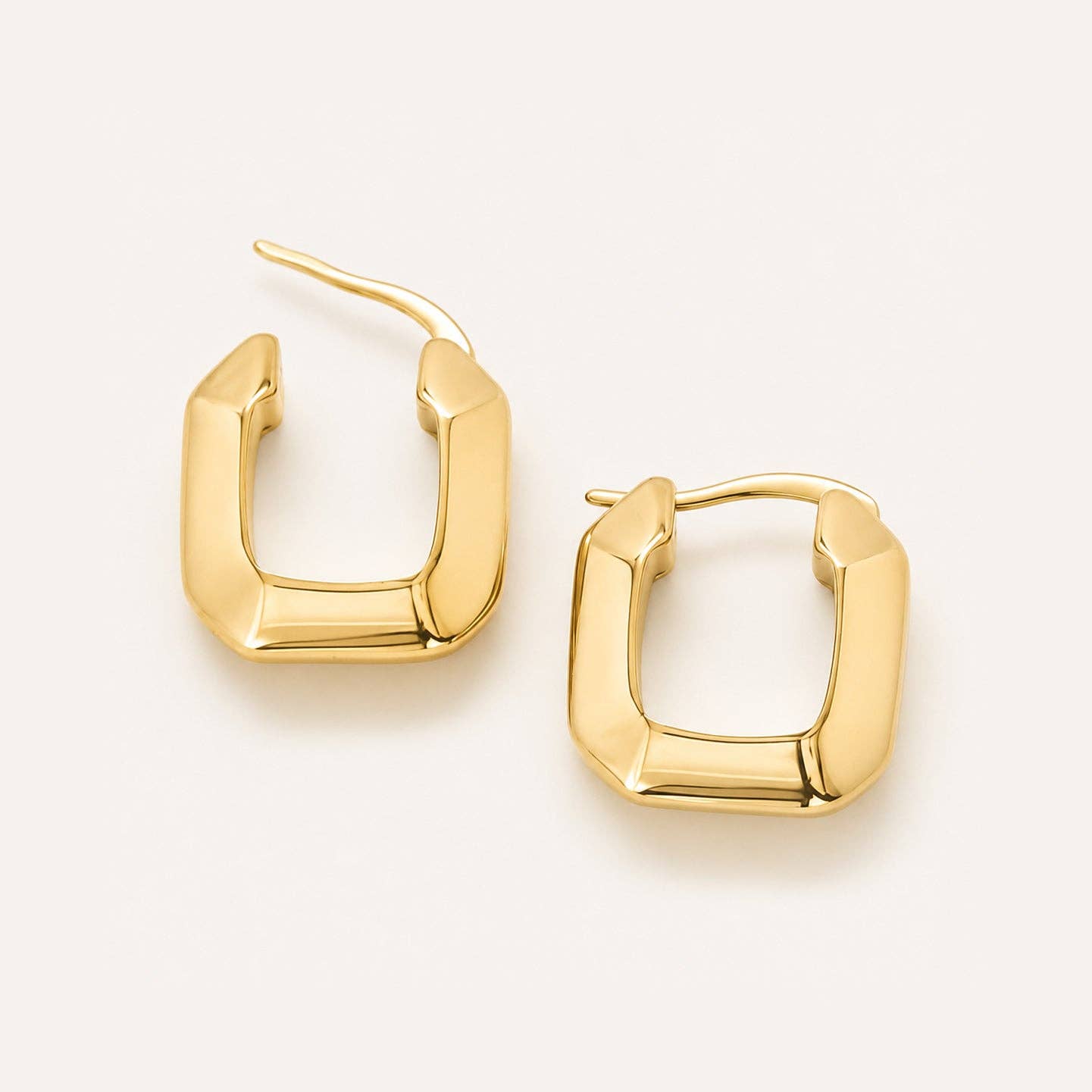 Gold Geometric Square Hoop Earrings
