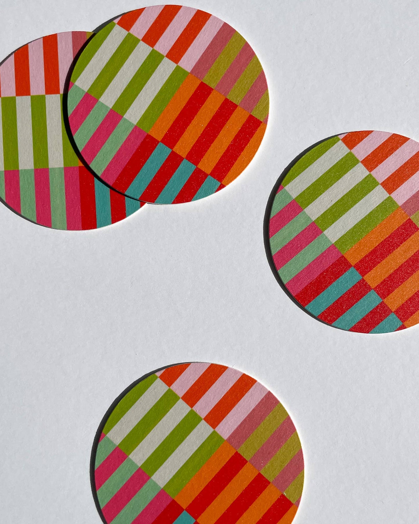 Multi Colored Striped Coaster Set