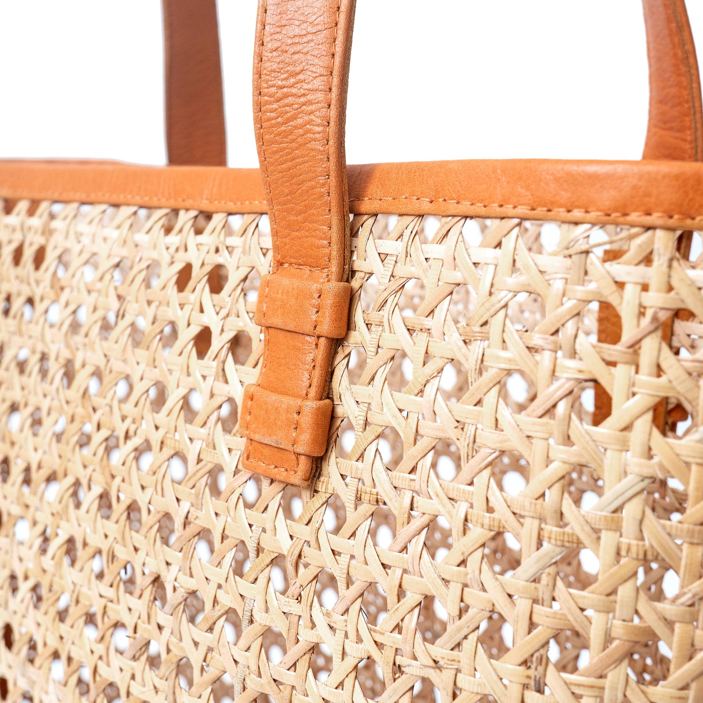 Petite French Rattan Tote: Tan