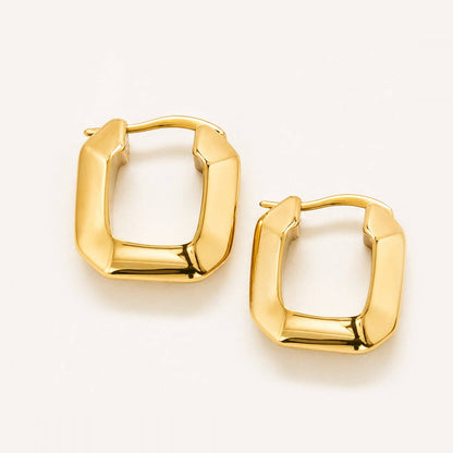 Gold Geometric Square Hoop Earrings