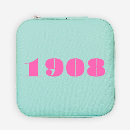 Travel Jewelry Box- Sisterhood- 1908: Pink box + green