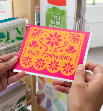 Papel Picado Cumpleaños greeting card | Spanish birthday: Cello sleeve