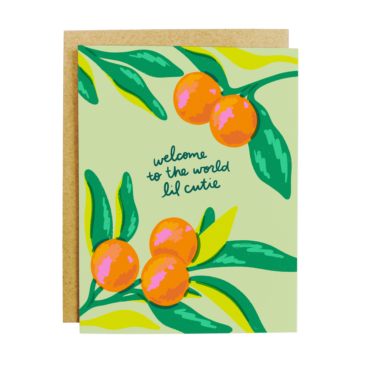 Welcome Lil Cutie Baby Greeting Card - New Baby Card A2 Size
