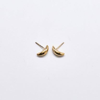 Luna Curved Gold Stud Earrings