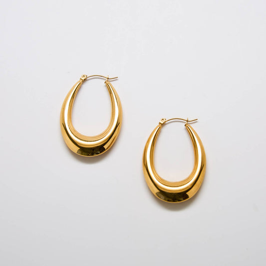 Large Gold Statement Oval Hoop Earrings - Summer Jewelry