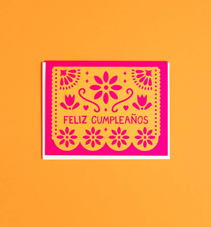 Papel Picado Cumpleaños greeting card | Spanish birthday: Cello sleeve