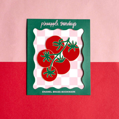 Tomato Vine Enamel Brass Bookmark