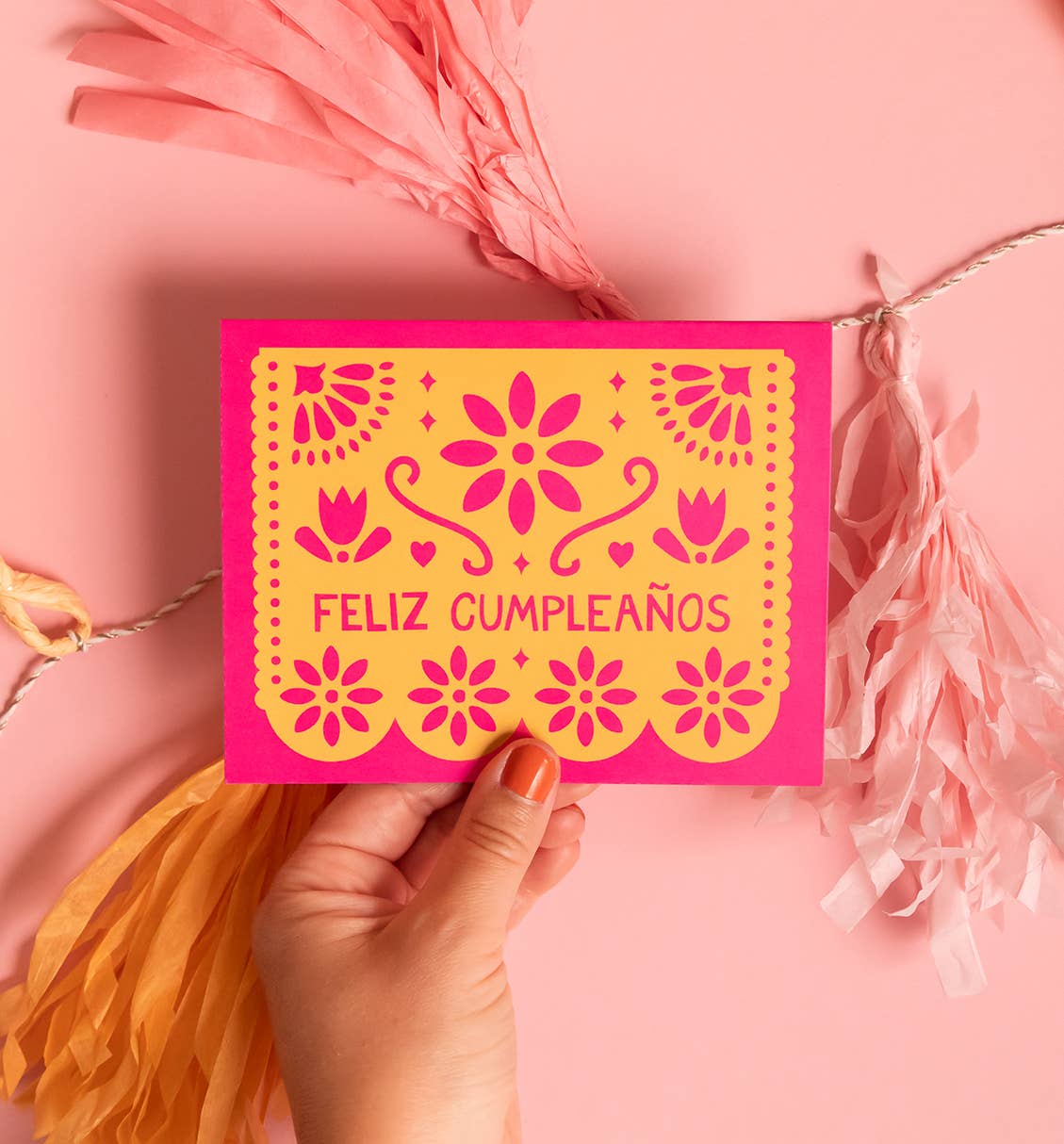 Papel Picado Cumpleaños greeting card | Spanish birthday: Cello sleeve