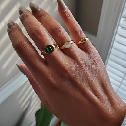 Mini Dome Signet Ring - Tarnish & Water-Resistant Jewelry: size 8