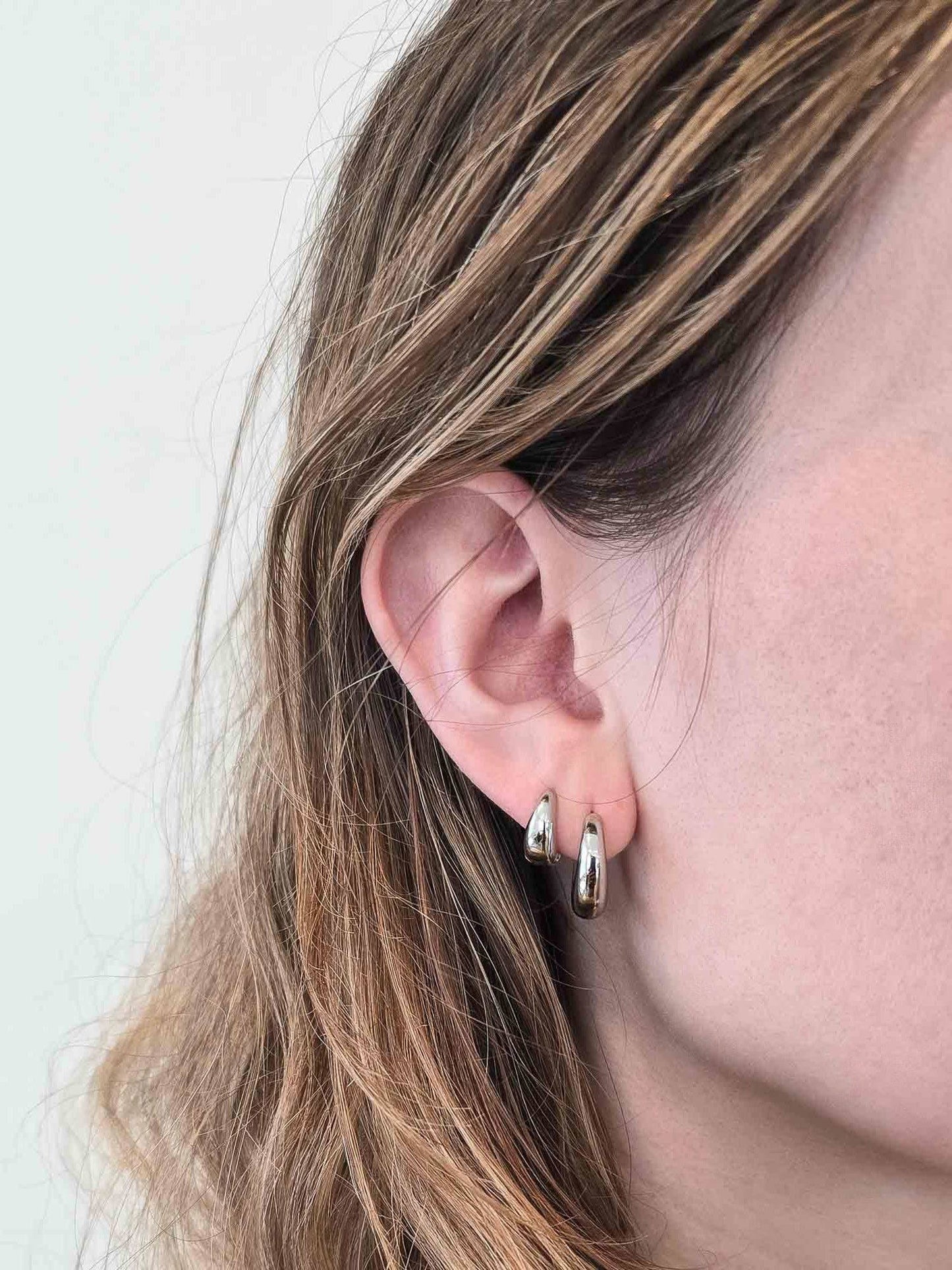 Silver Medium Double Pack - Hoop Earrings