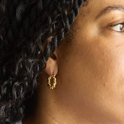 Gold Oval Twist Hoop Earrings - Summer Jewelry
