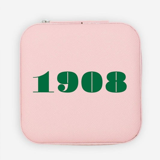 Travel Jewelry Box- Sisterhood- 1908: Pink box + green