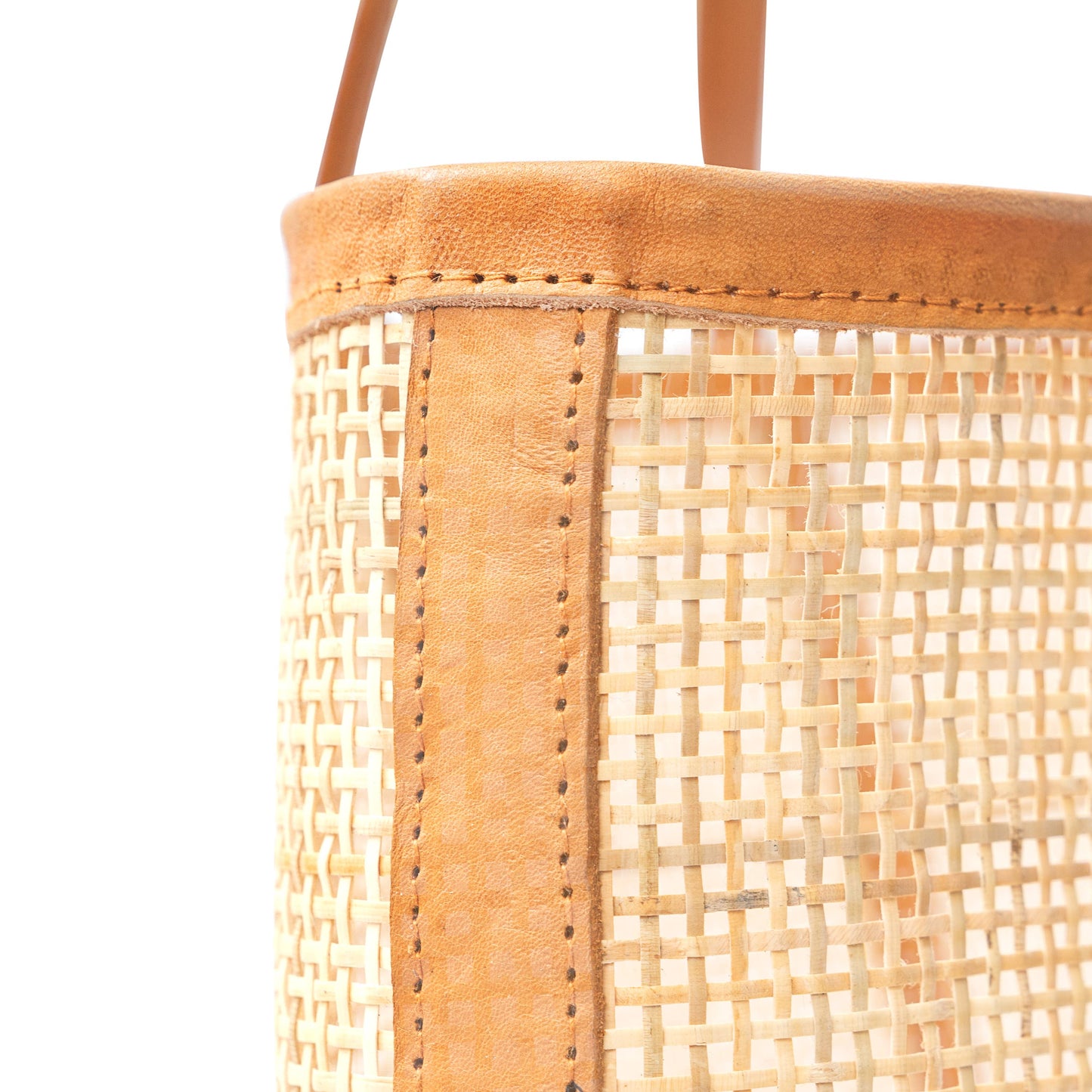 Everyday Carryall Rattan Leather Tote: Tan