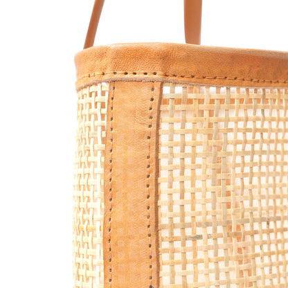 Everyday Carryall Rattan Leather Tote: Tan