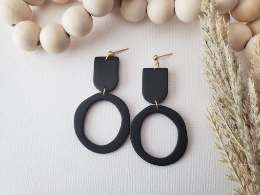 The Mia | Black Polymer Clay Statement Large Circle Earring