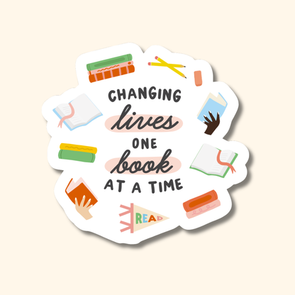 One Book at a Time Sticker, Librarian Appreciation Gift