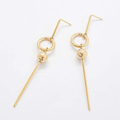 Gold Geometric Circle Drop Earrings - Statement Jewelry