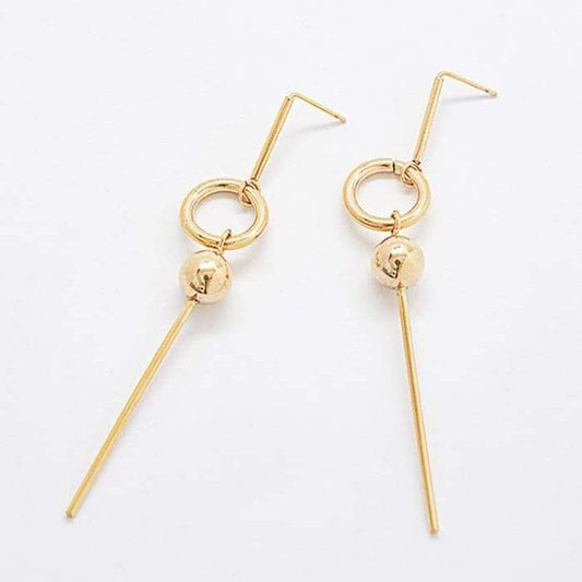 Gold Geometric Circle Drop Earrings - Statement Jewelry