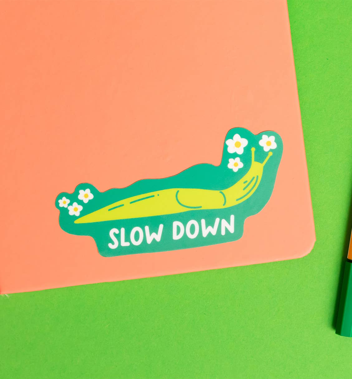 Slow Down slug sticker | Vinyl die-cut waterproof sticker