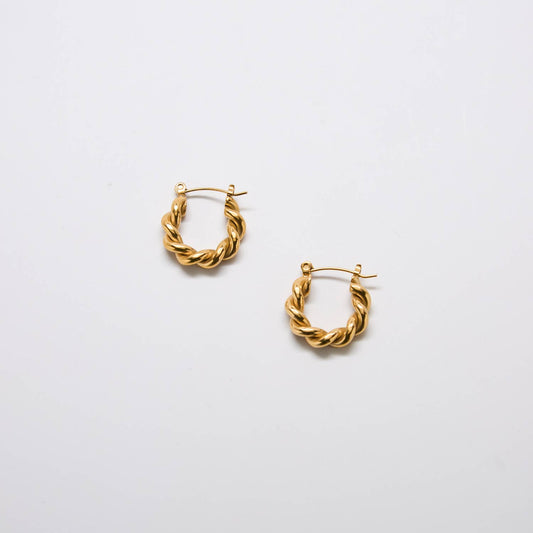 Gold Oval Twist Hoop Earrings - Summer Jewelry