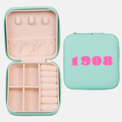 Travel Jewelry Box- Sisterhood- 1908: Pink box + green