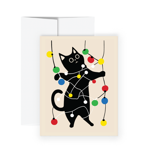 Holiday Card - Holiday Lights Cat (Tangled)