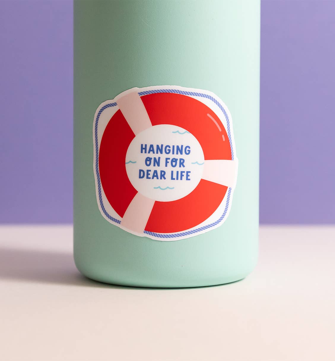 Hanging On life preserver vinyl sticker | waterproof