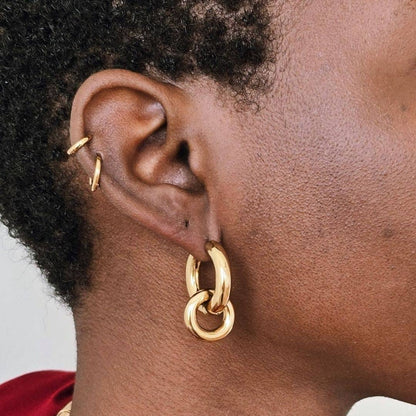 Gold Interlocking Hoop Earrings