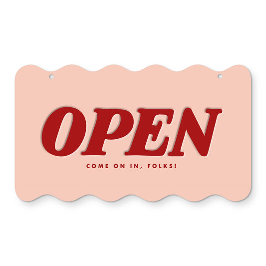 Open / Closed Sign for Retail Shop Trendy Scallop Wavy Shape