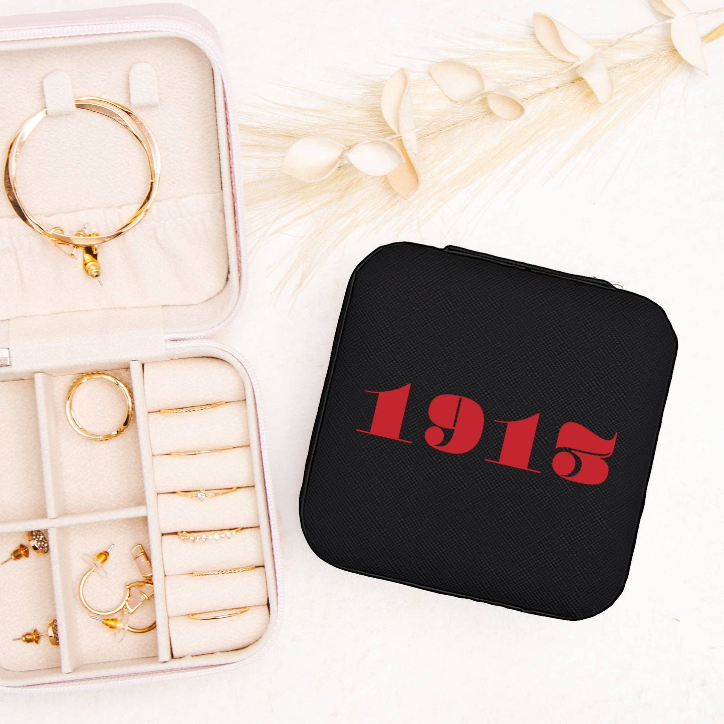 Travel Jewelry Box- Sisterhood- 1913: Black box + red