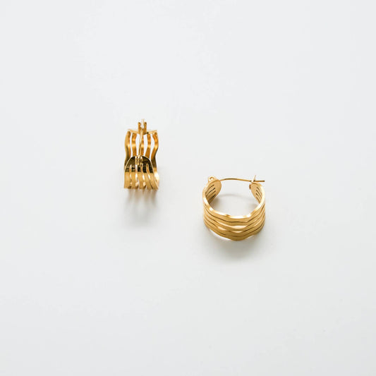 Gold Cut-Out Circle Hoop Earrings - Everyday/Summer Jewelry