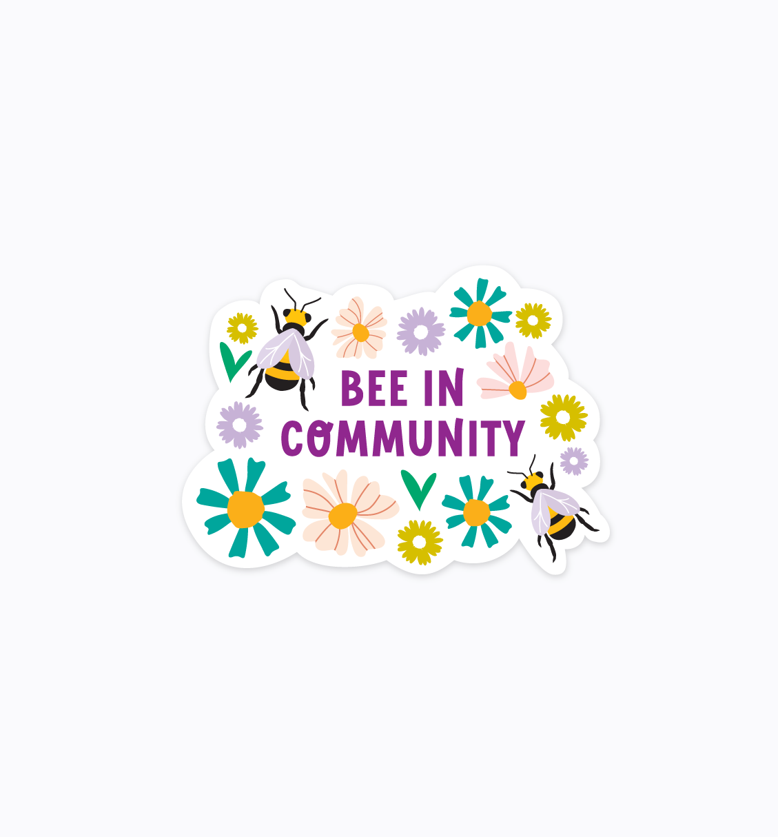 Bee in Community vinyl waterproof sticker | Floral sticker