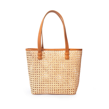Petite French Rattan Tote: Tan