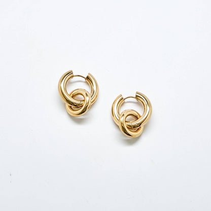 Gold Interlocking Hoop Earrings