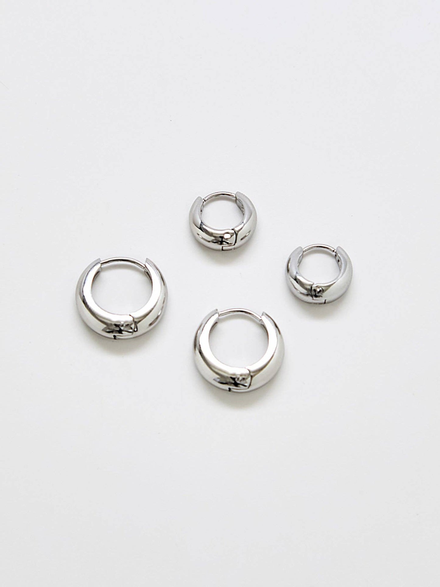 Silver Medium Double Pack - Hoop Earrings