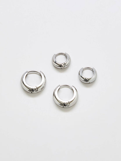 Silver Medium Double Pack - Hoop Earrings