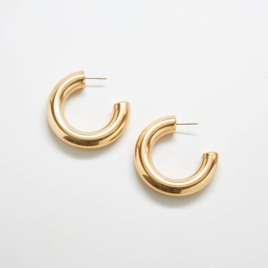 Gold Medium Chunky Hoop Earrings