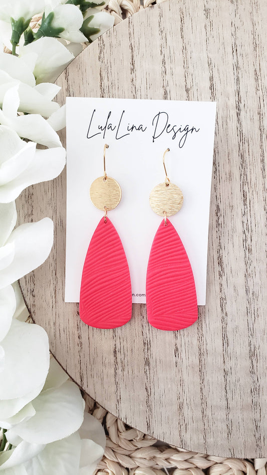 Palmer Clay Earrings - Hot Pink